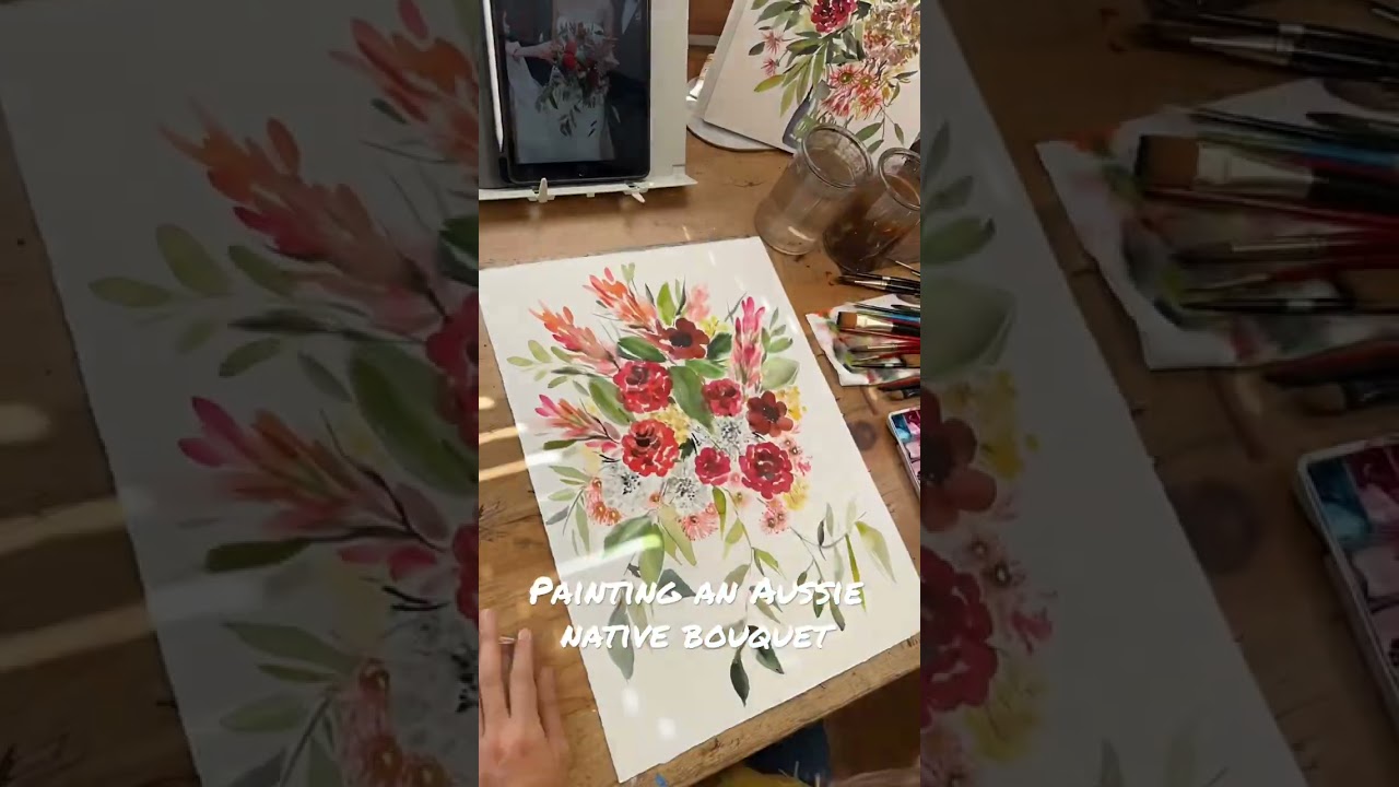 Painting an Aussie Native Wedding Floral Bouquet Commission