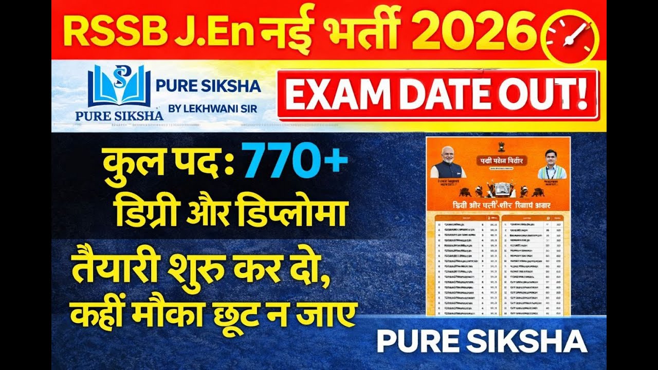 RAJASTHAN JUNIOUR ENGINEER VACANCY 2026 INFORMATION BY LEKHWANI SIR