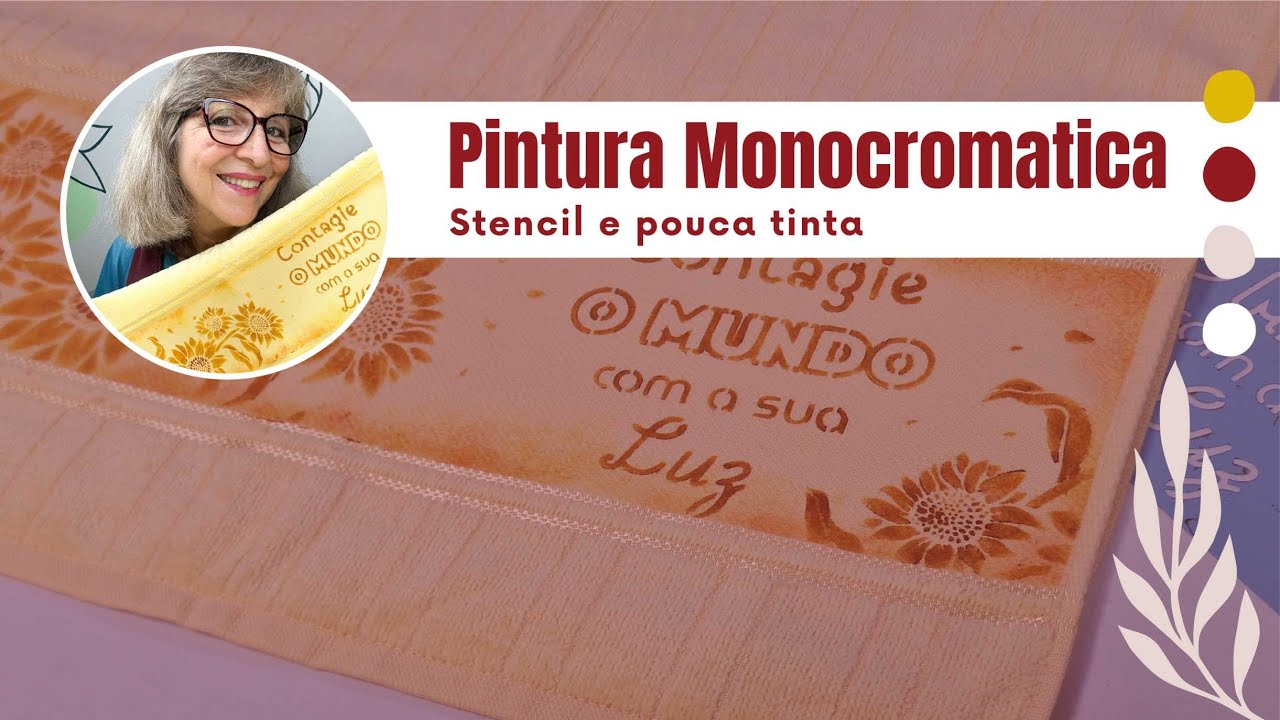 PINTURA EM TOALHA. TÉCNICA monocromática com Stencil. DIY Pintura fácil EP -  258