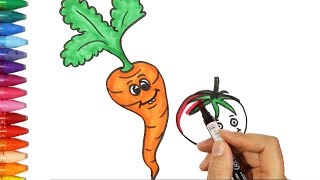 Jak narysować marchewkę i pomidor 🍅 | Kolorowanki dla dzieci | Rysowanie i Kolorowanie dla Dzieci screenshot 4