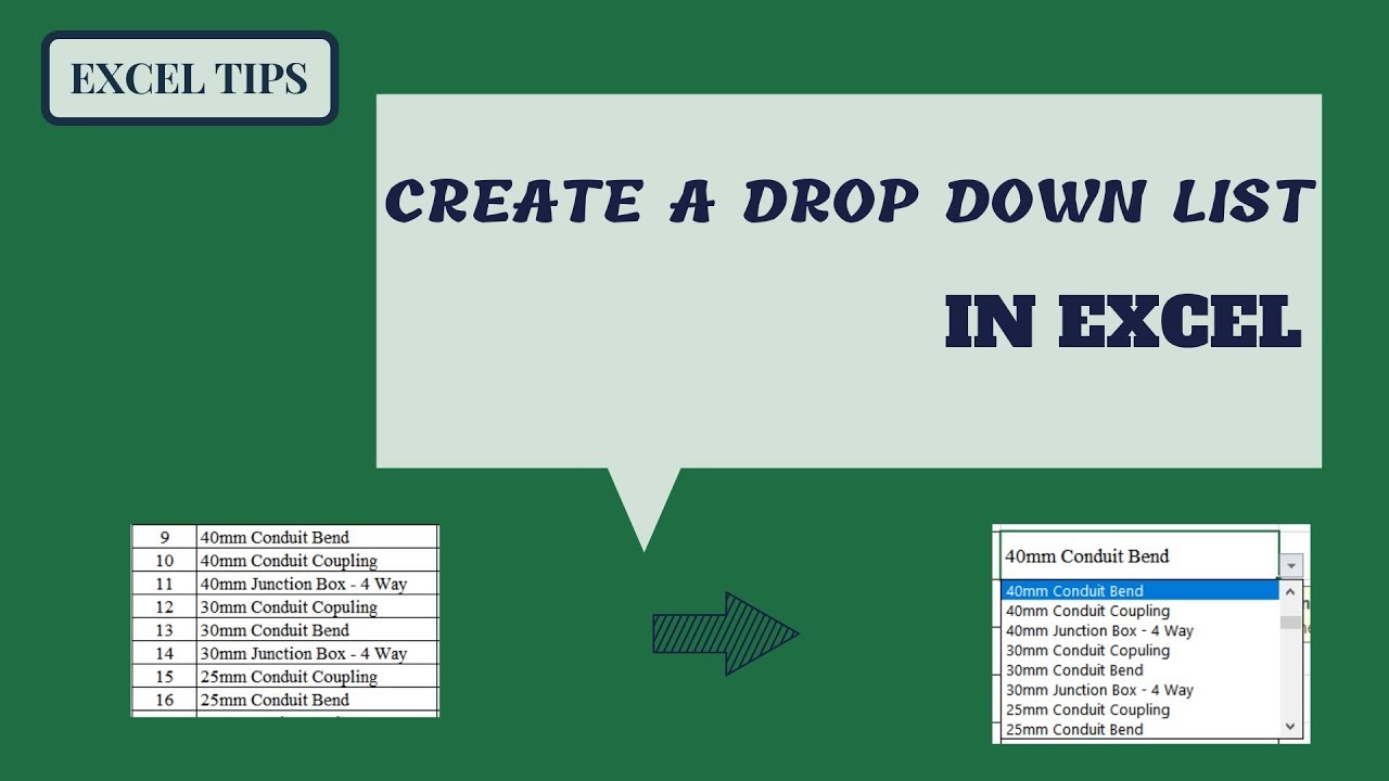 DROP DOWN LIST IN EXCEL | DATA VALIDATION EXCEL - YouTube