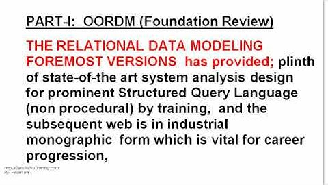 Object Oriented Relational Data Modeling - Monograph - Foundation Review