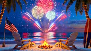 🇺🇸 4th of July Beach Ambience 🎆 Fireworks Over the Ocean & Uplifting Patriotic Music | 4K screenshot 4