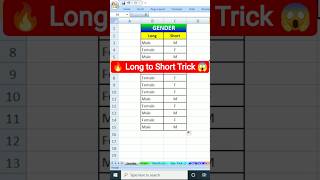 🔥 LEFT Formula in Excel 😱 | Male Female को M/F में बदलो in 1 Click ⚡ #excel #exceltips #pc #shorts