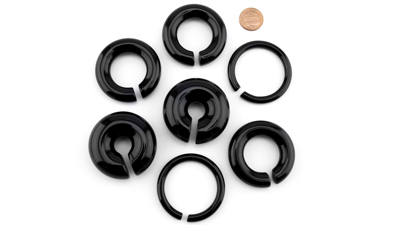 Black Obsidian Hoop Plugs 4G - 3/4