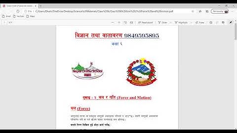 Class 6 Science [ Nepali Medium ] Unit 2 Force and Motion