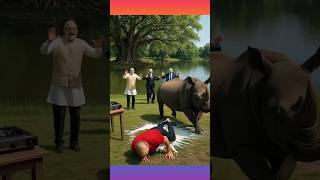 Modiji,Putin, Netanyahu Is Heating Milk,Trump Threw That Milk And Chased A Rhinoceros