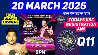 Wheel Of Fortune Answer Today 20 March 2026 | KBC Registration Ans | Live Play along Answers Today
