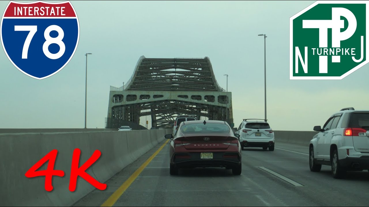 ⁴ᴷ Newark Bay Bridge (Interstate 78/New Jersey Turnpike) eastbound [4K VIDEO]