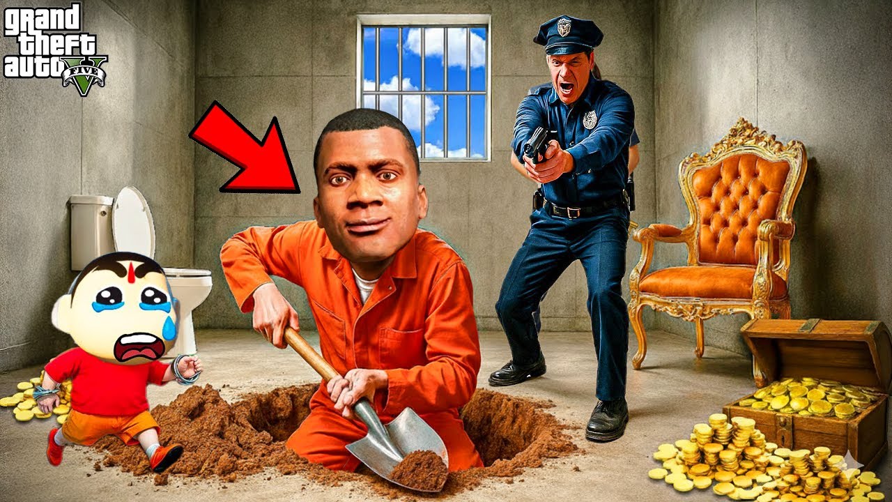 GTA V : Franklin & Shinchan Biggest Escape From Secret Prison – Prison Escape in GTA 5