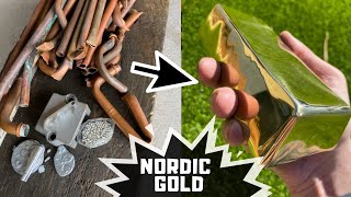 Nordic Gold Bar From Scrap Metal - Gold Bar - Trash To Treasure - ASMR Metal Melting
