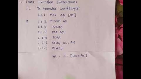 20.5 XLATB data transfer instruction in 8086