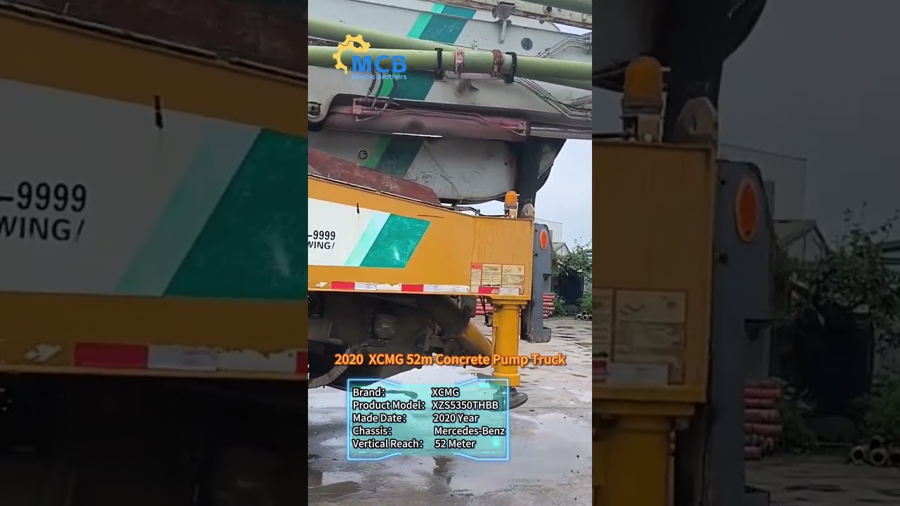 P735,2020 XCMG 52m concrete pump truck , original condition , two-section front outriggers