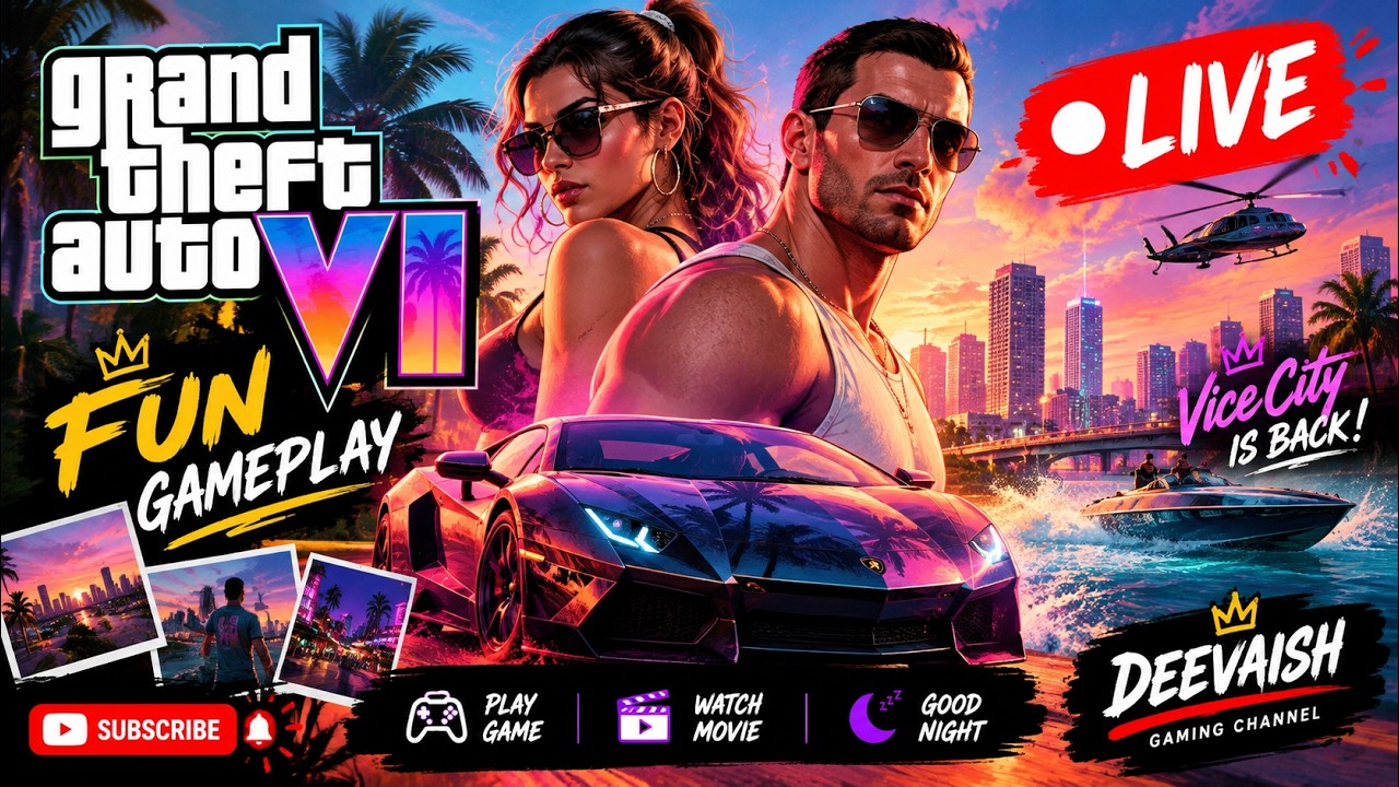 Video thumbnail for GTA 6 LIVE 🔥 | First Look, Gameplay & Fun! | DEEVAISH