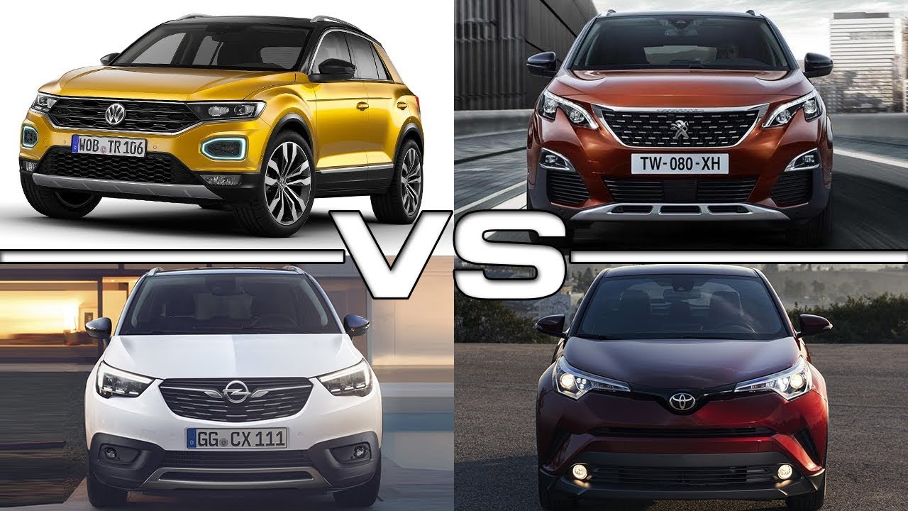 Volkswagen T-Roc vs Peugeot 3008 vs Opel Crossland X vs Toyota C-HR -  YouTube