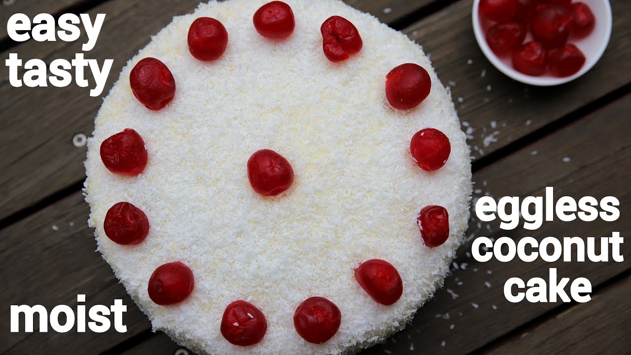 coconut cake recipe | नारियल केक | eggless sponge cake with desiccated coconut | Hebbar | Hebbars Kitchen