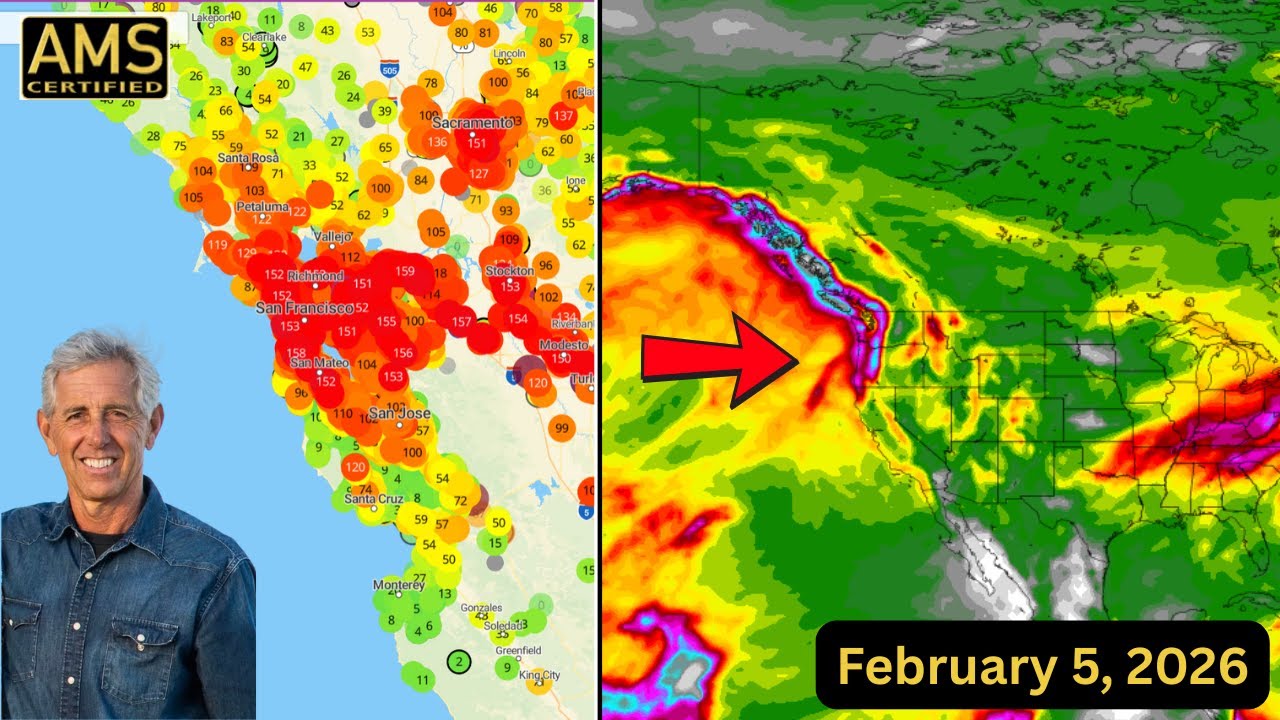 California Storm Series Incoming | Huge Surf, Sierra Snow, Bay Area Air Quality Issues