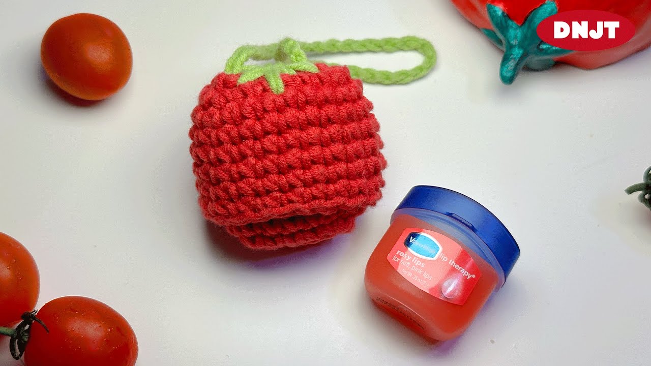 [Sub]🍅 코바늘 토마토 립밤 케이스 만들기 | 튜토리얼 | #코바늘 #공예 #취미