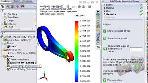 01 SimulationXpress   09 Interpreting Results   Stress and Dlsplacement