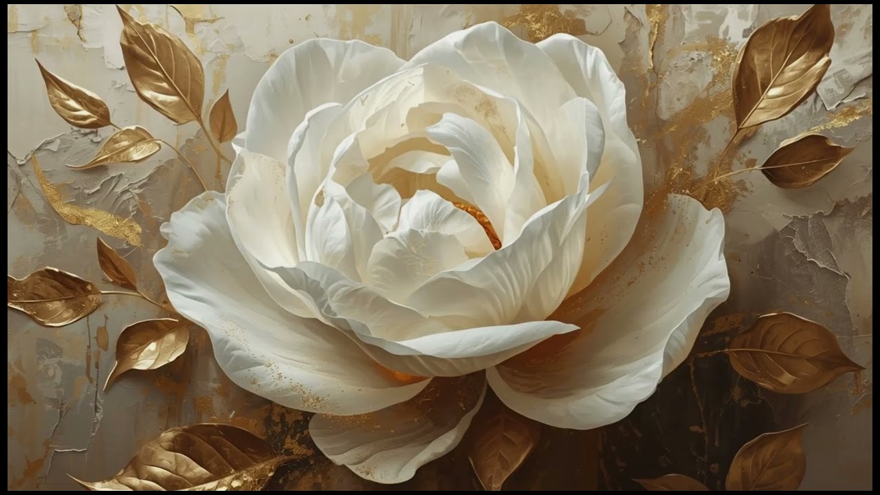 Ultra 8K White Rose 🌸 | Luxury Golden Floral Art for TV Screen | Free 8K Art Display