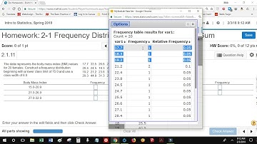 Copy MathXL Data into StatCrunch (2-1 #5)