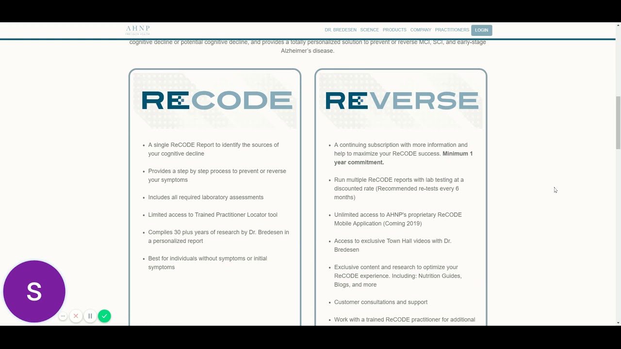 Recode Protocol Testing Bredesen ReCODE Protocol: Testing Options through AHNPHealth - YouTube