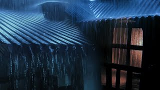 【大雨と雷の音・立体音響】大雨と強烈な雷鳴で不眠症を克服、夜に森林農場のトタン屋根を突き破る- トタン・屋根のある場所で聞くきれいな雨の音！