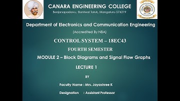 VTU CS 18EC43 M2 L1 Block Diagrams and Signal Flow Graphs