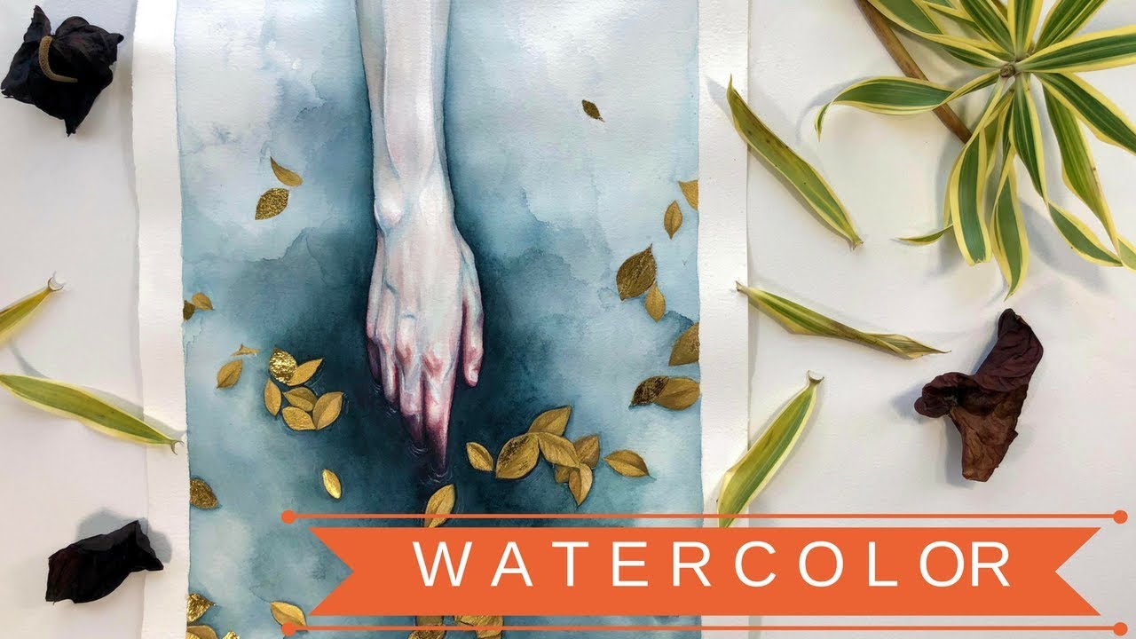 Watercolor & Gold Leaf Painting - Time-Lapse - Paintingtube