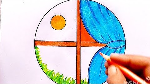 Easy circle scenery drawing/circle scenery drawing step by step circle drawing for beginner tutorial