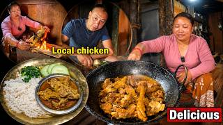 Local chicken (vale) cooking in village/ delicious local meat/ Susmita Gharti/