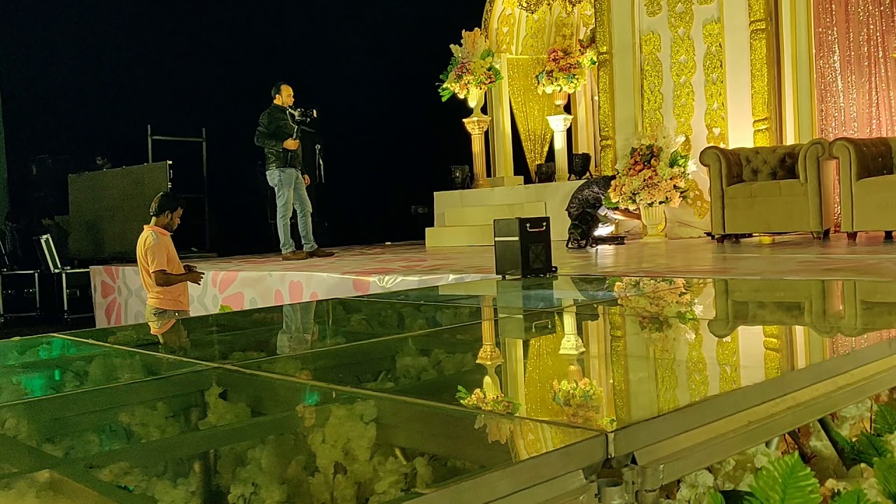 Truss,,Glass stage,,Lights setup for grand wedding reception..By ~SINGLEsource~