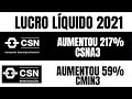 CNS Siderurgia e CSN Mineração - CSNA3 CMIN3 - Dividendos, Indicadores e Resultados do 4T2021