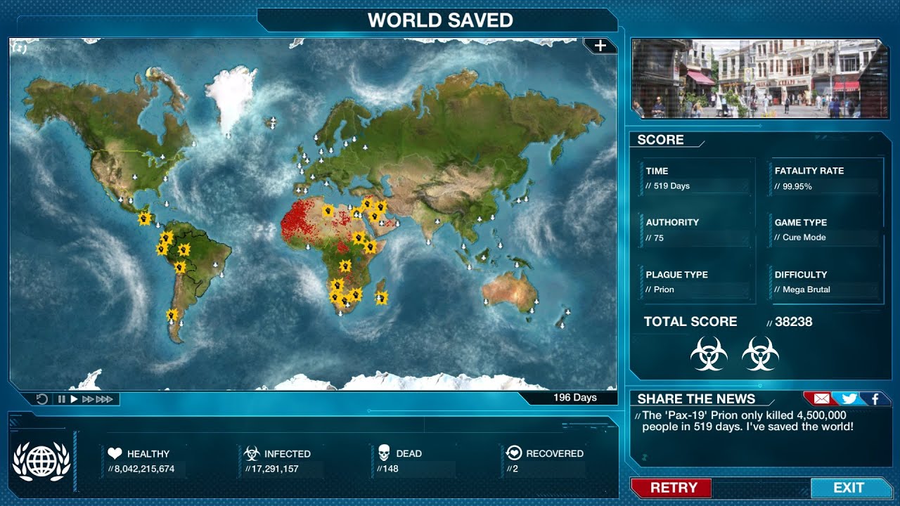 Plague Inc Evolved: Cure Mode, Prion, Mega Brutal, No Advisors (2025 World Population)