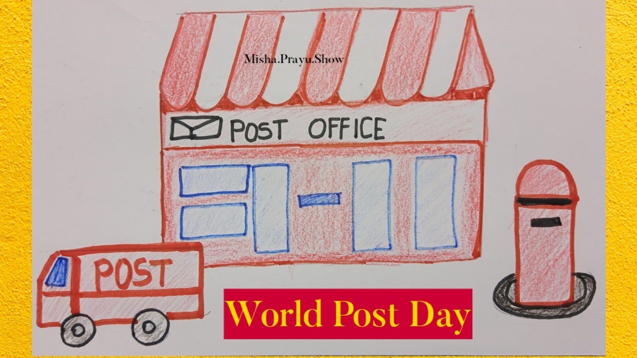 Post Auto Draw Post Office Drawing Easy Step By Step