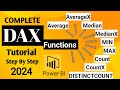 Learn Math & Statistical Functions in Power BI | AverageX | MedianX | Count | MIN MAX | 2024