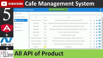 5. Cafe Management System - All API of Product (Angular, Asp.net - C#, MS SQL Database)