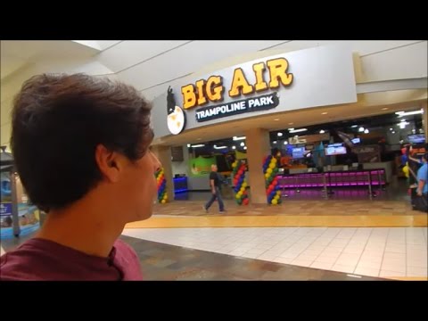 jumping a car BIG AIR TRAMPOLINE PARK INSIDE MALL !!