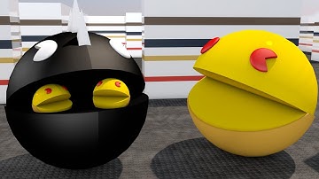 Pacman Vs Chain Chomp  Monster Pacman As He Finds a Pacman and roll around