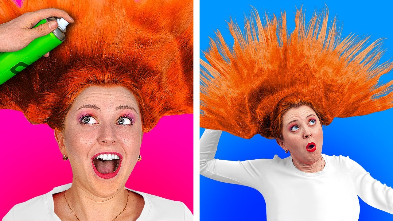 मज़ेदार 100 लेयर्स चैलेंज || हेयरस्प्रे की 100 लेयर्स || चीजों की 100 लेयर्स 123 GO! CHALLENGE पर