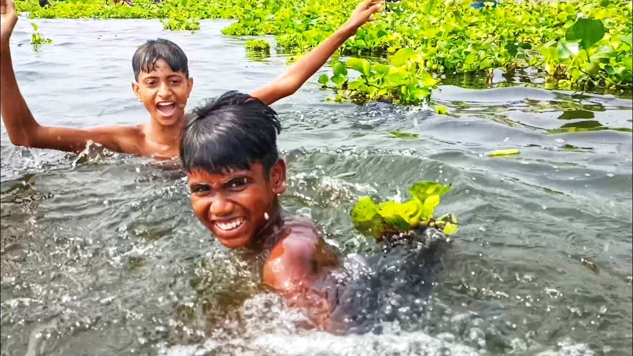 Boys swimming in real life