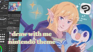 nintendo theme drawing // link botw and pokemon piplup🌱🫧