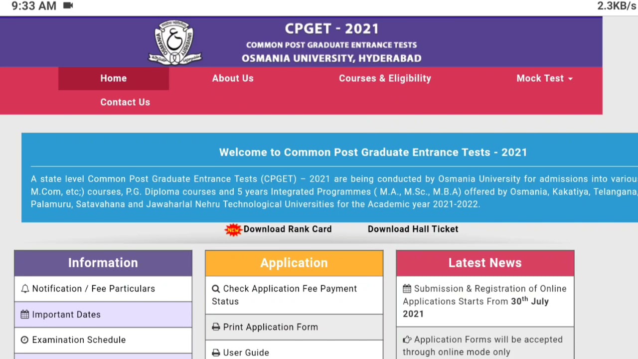 CPGET 2021 | Online Certificate Verification Process | Registration process | Fee