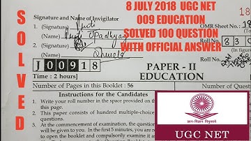 UGC NET EDUCATION OFFICIAL ANSWER KEY JULY 2018