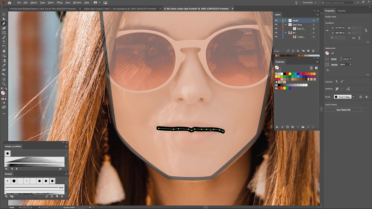 Adobe Illustrator - Mouth Tracing [Julian Opie] - YouTube
