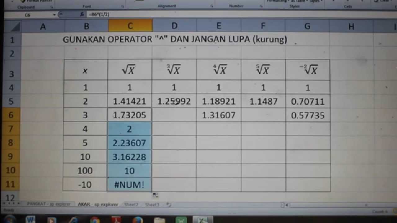 Rumus Akar Pangkat Dalam Excel