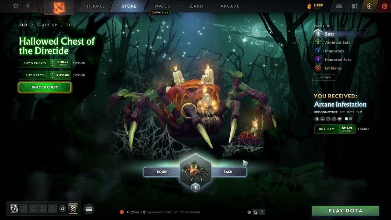 OPENING X5 HALLOWED CHEST OF DIRE TIDE DOTA 2 IMMORTAL ARCANA YouTube