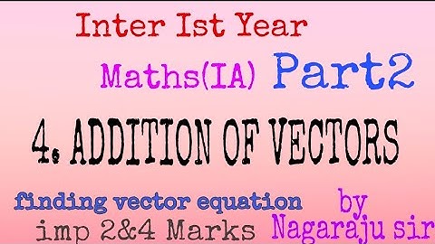 ADDITION OF VECTORS Part2 by NAGARAJU Sir /Inter Ist year MathsIA 2&4 marks