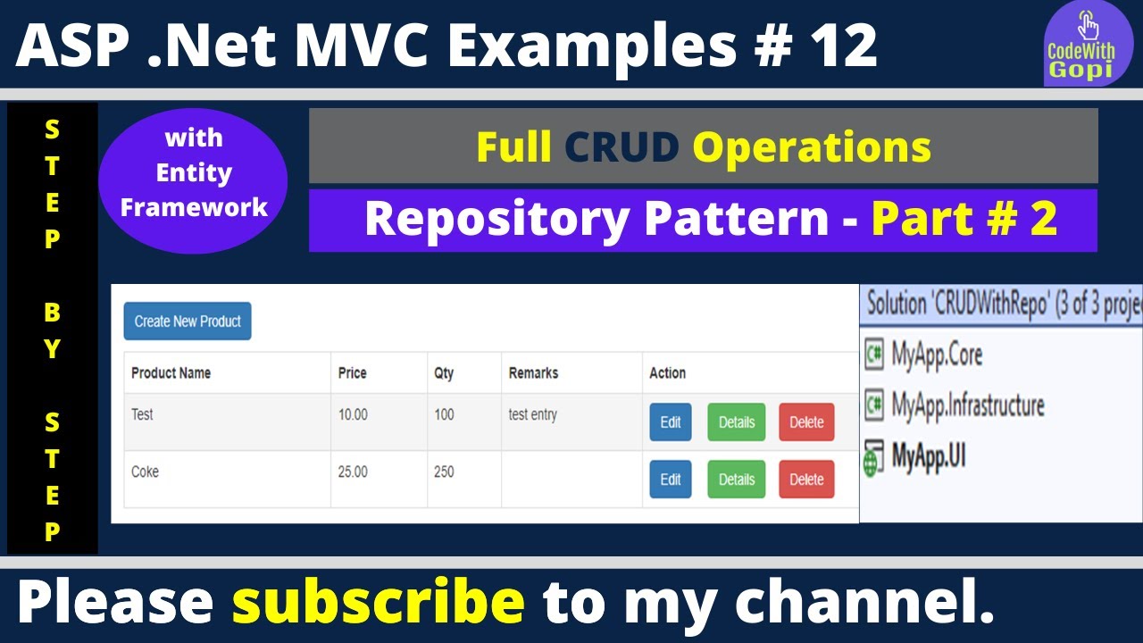 Complete Crud Operations In Asp Net Mvc Using Entity Framework With Repository Pattern Part