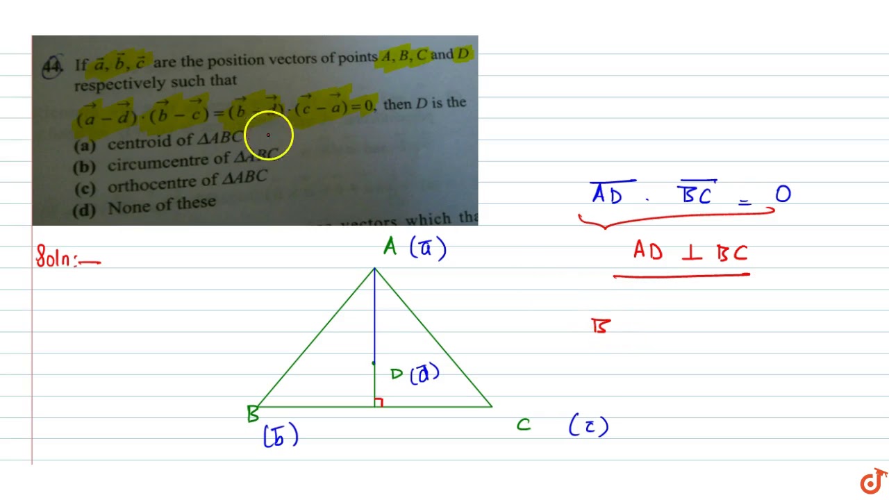If `veca,vec b, vecc` are the position vectors of points A, B, C and D ...